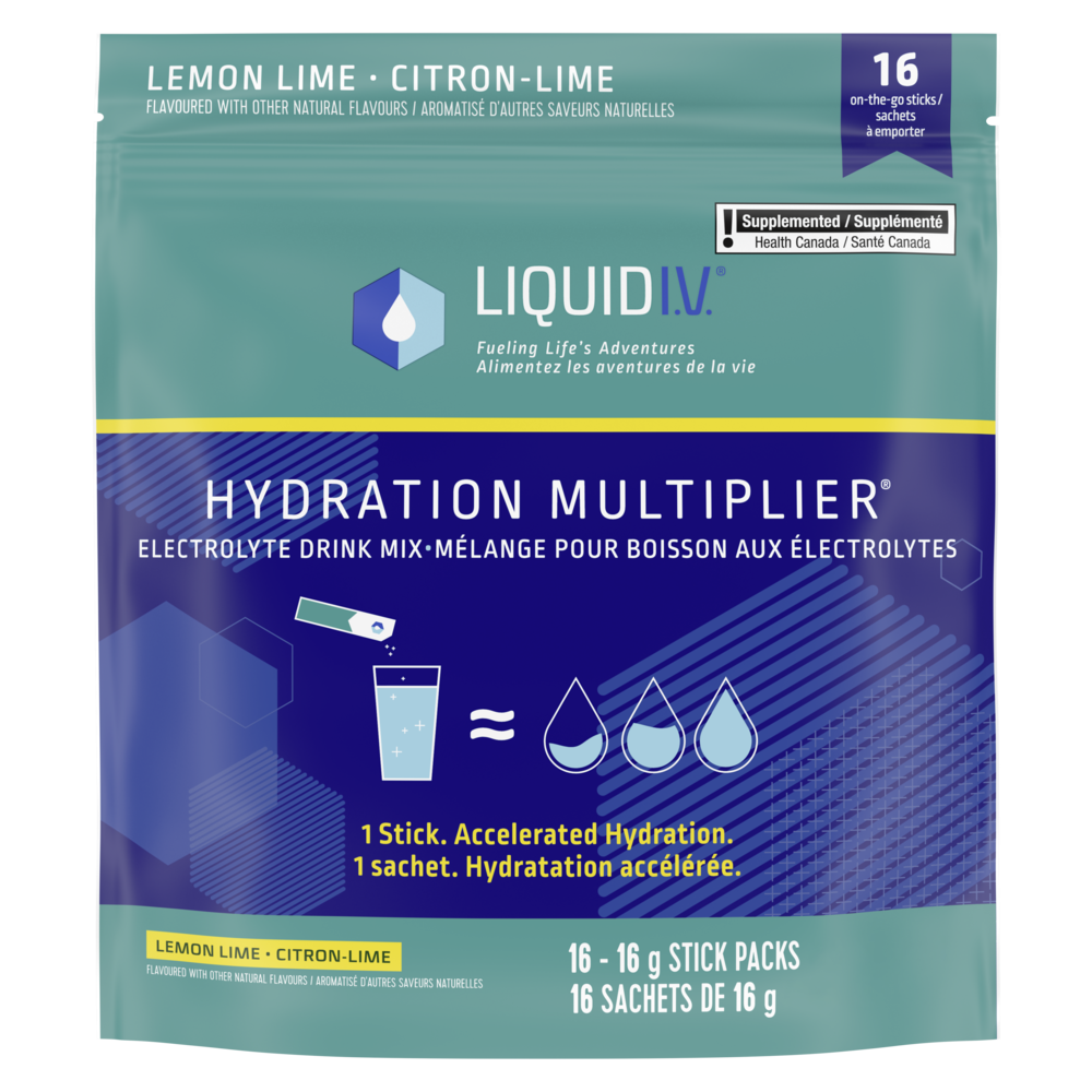 Liquid I.V. Hydration Multiplier Lemon Lime front packshot - 16 stick packs